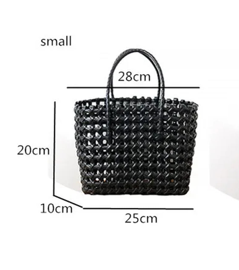 Summer Bag Women New Hand Woven Messenger Bag Hand-Held Single Shoulder Bag Hollow Vegetable Basket Casual Travel Beach Bag