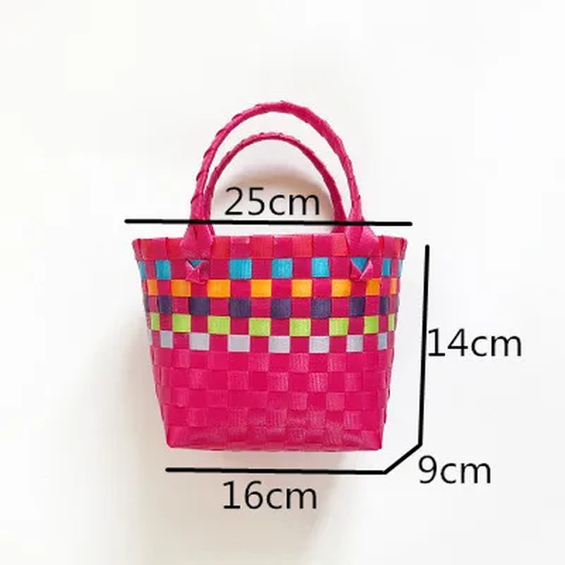 Summer Bag Women New Hand Woven Messenger Bag Hand-Held Single Shoulder Bag Hollow Vegetable Basket Casual Travel Beach Bag