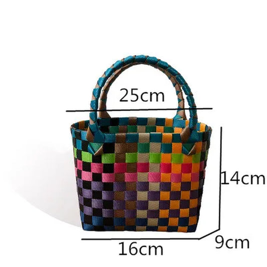 Summer Bag Women New Hand Woven Messenger Bag Hand-Held Single Shoulder Bag Hollow Vegetable Basket Casual Travel Beach Bag